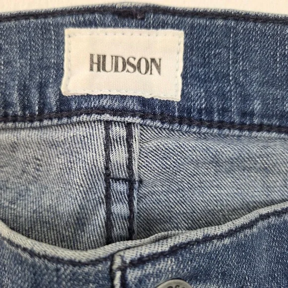 Hudson Blake Slim Straight Mens 32 Blue Jeans NM275ZZKT BNGB Stretch Distressed - Picture 6 of 10